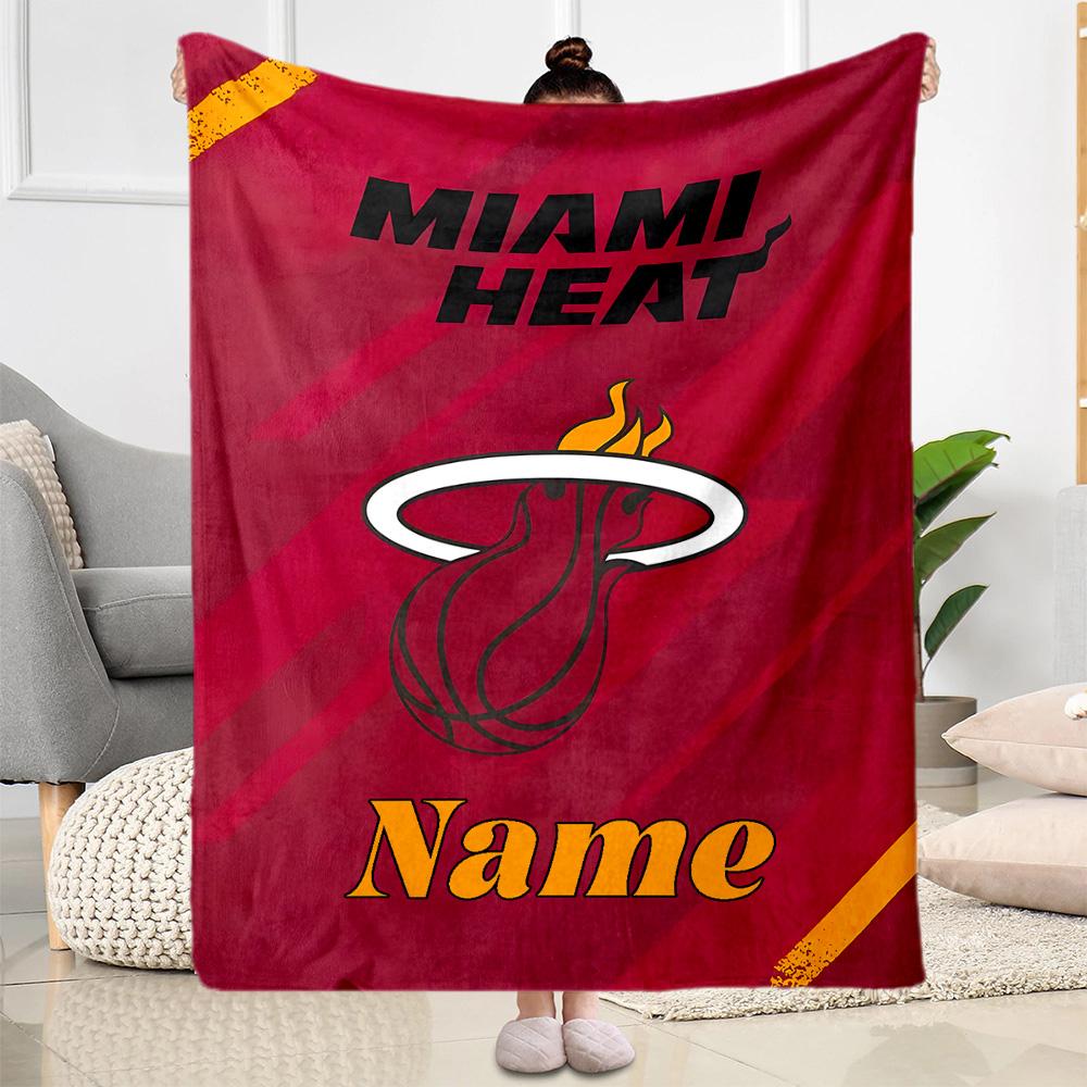 Miami Heat Poster Personalized Text Blanket Multi-purpose Customizable Blanket Ultra-Soft Throw For Bedding Office Livingroom Bed Ideal for All Season