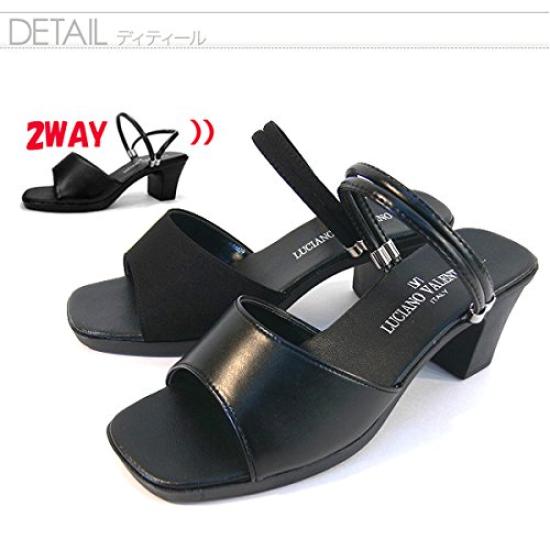 Made in Japan beautiful office satin large [Luciano Valentino] 6.5cm heels, legs, sandals, black, IM3903, women's, black,