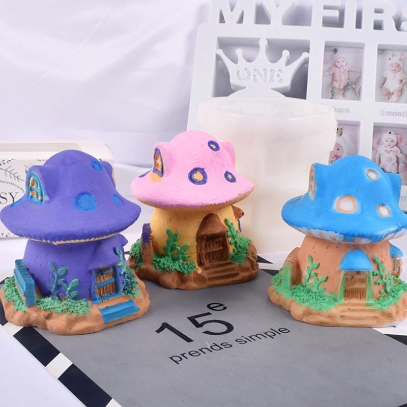 Silicone Mushroom Molds,Candle Making Mold Mushroom House Epoxy Casting Mold for Gypsum Aromatherapy Candle,Home Decor