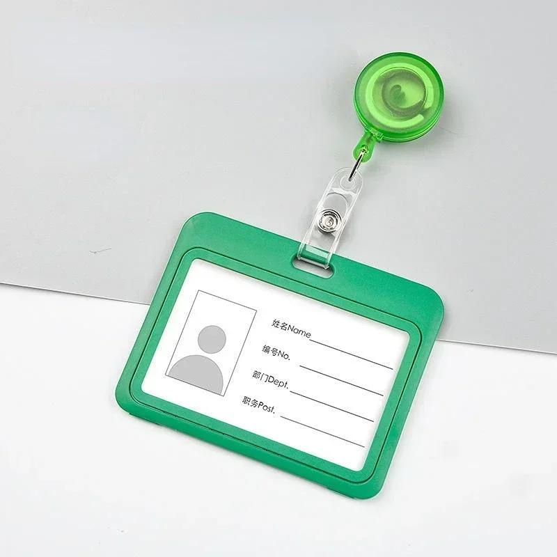 1Set Retractable Badge Holder Reel Staff Nurse Plastic Working ID Name Tag Holder Student Bus Pass Card Cover Case ID Sleeve