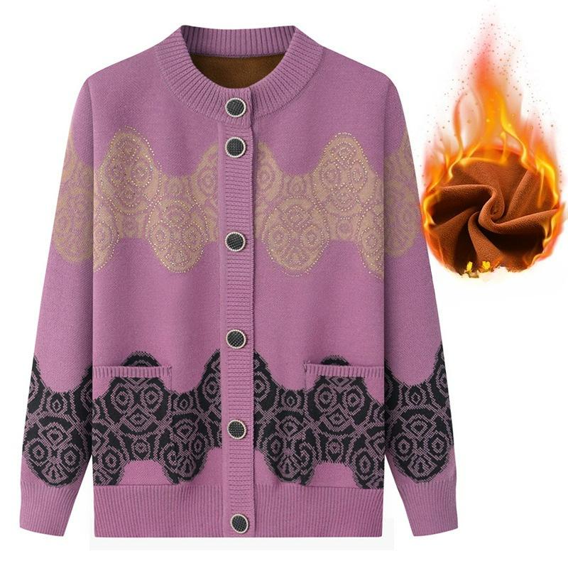 Veste Pull Femme Automne et Hiver Pull Épais en Velours Cardigan Haut Printemps