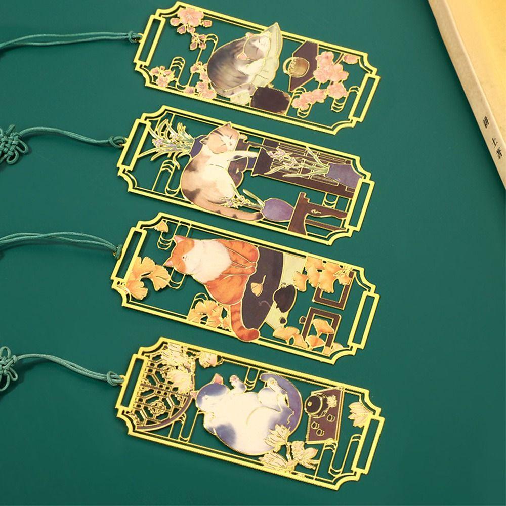 Tassel Brass Bookmark Painted Pagination Mark Retro Book Clip  School Office Supplies