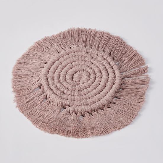 Cup Mat Highly Absorbent Braided Drink Coaster Solid Color Heat-Resistant Reusable Woven Coaster Cup Pad