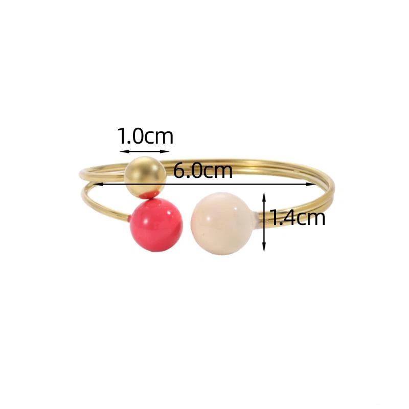 Joyful Candy Style Enamel Ring Adjustable Round Ball Shape Stainless Steel Non-Tarnish Jewelry for Women Casual Daily Wear