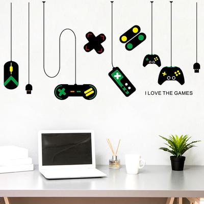 Nowe kreatywne naklejki ścienne z gamepadem do pokoju gier sypialnia kafejki internetowe wystrój tła winylu Self-fr