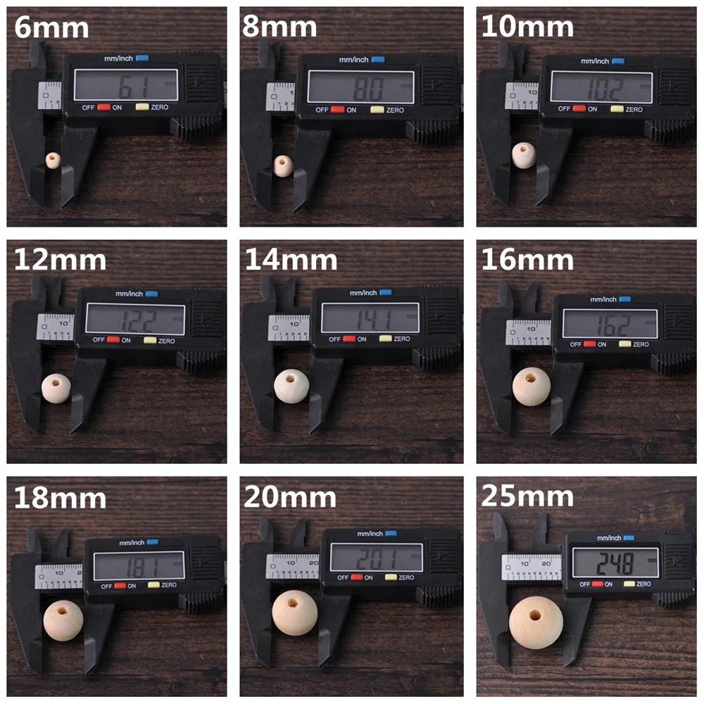4mm 6mm 8mm 10mm 12mm 14mm 16mm 18mm 20mm 25mm Round Natural Wood Loose Beads for DIY Crafts Woodcraft Jewelry Bracelet Making Accessories
