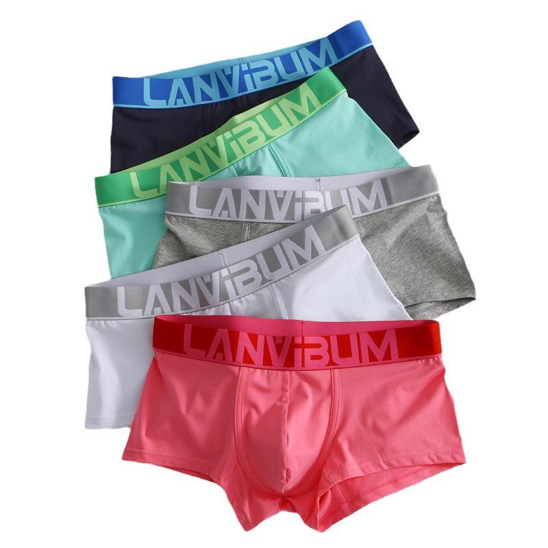 Herren Trendige Baumwolle Mid-Waist Sport Boxer Briefs - Sexy Koreanischer Stil, Übergröße, Vierseitiges Design