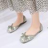 Fashion Summer Glitter crystal pearl Sandals women Elegant square toe Mary Jane shoes Sweet Bow Soft Sole ballet shoes women Single Shoe