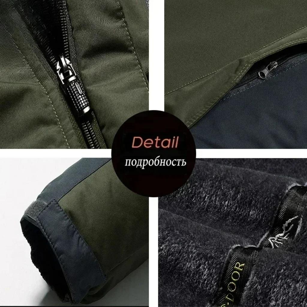Men's Jacket Winter Outdoor Warm Men's Gorpcore Waterproof Thick Fleece Parka Snow Hiking Casual Windproof Hooded Coat