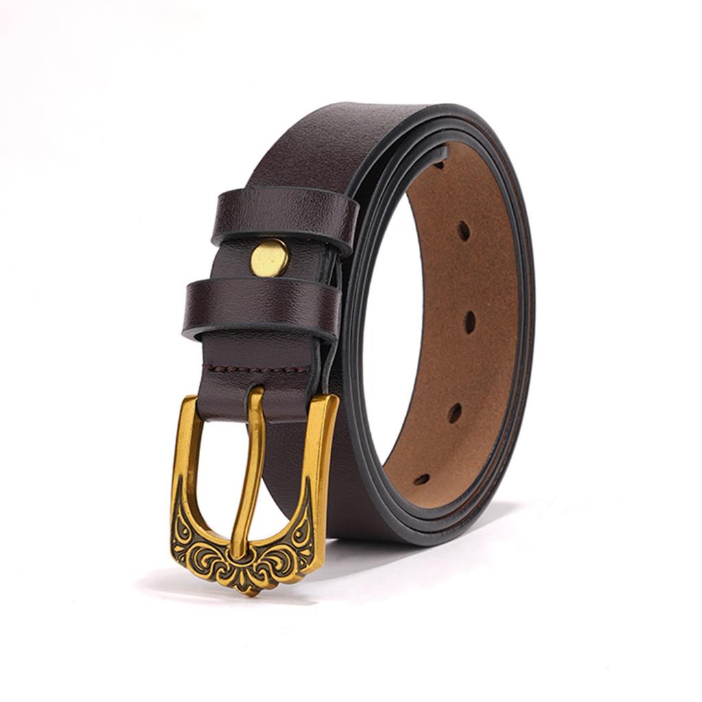 Men's Pin Buckle Belt for Youth Casual Middle-aged Durable and Versatile Trendy Belt Imitation Copper Alloy Perforated Men's Belt