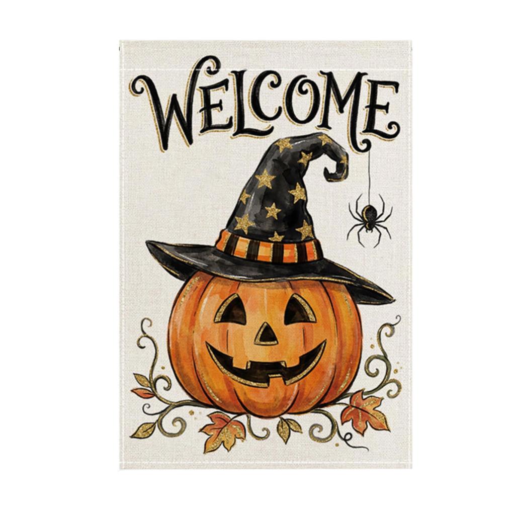 Halloween Garden Flag with Leaf Print for Fall Outdoor Decor