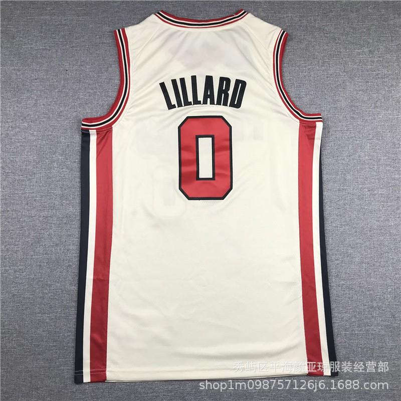 Nakışlı Portland Trail Blazers Damian Lillard 0 Basketbol Forması Erkek Kadın Nefes Alabilen Bambu Kömürü Lifi Spor Tişört