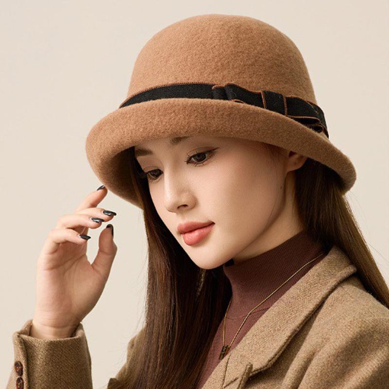 Herbst Winter Gürtel Wolle Fischerhut Damen Woll Becken Hut