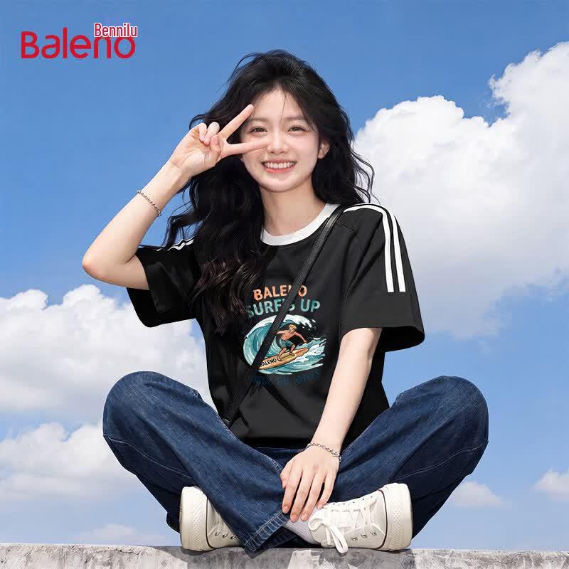 Baleno Women s Cotton Striped Graphic Tee M
