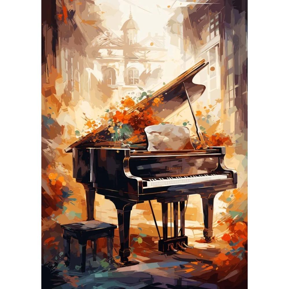 Abstrakte Vintage Musikposter Öl Jazz Saxophon Violine Gitarre Klavier Poster Leinwanddruck Wandkunst Poster Wohnzimmerdekor