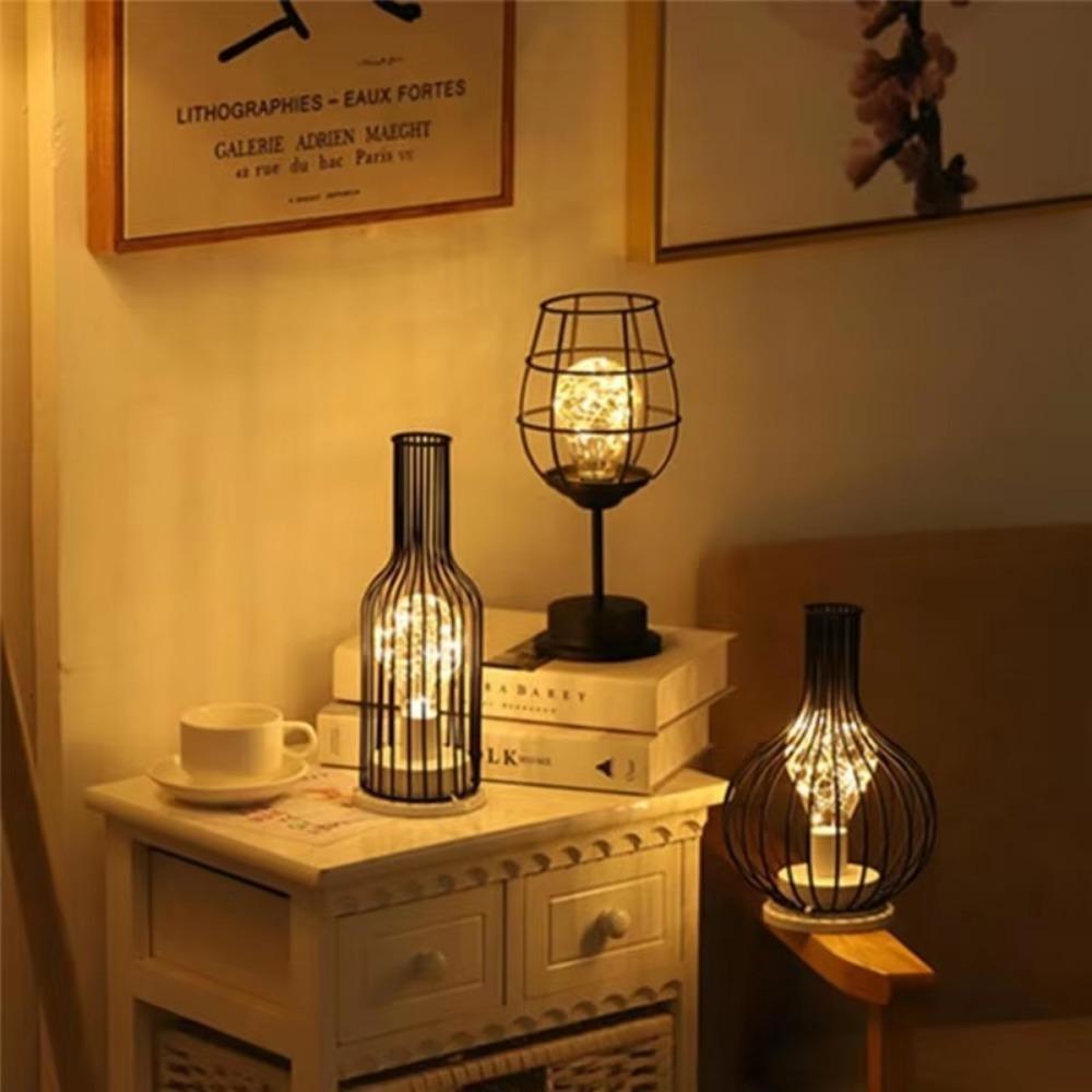 LED Lantern LED Table Lamp Black Night Light Retro Bedroom Bedside Lamp  Desk Lighting