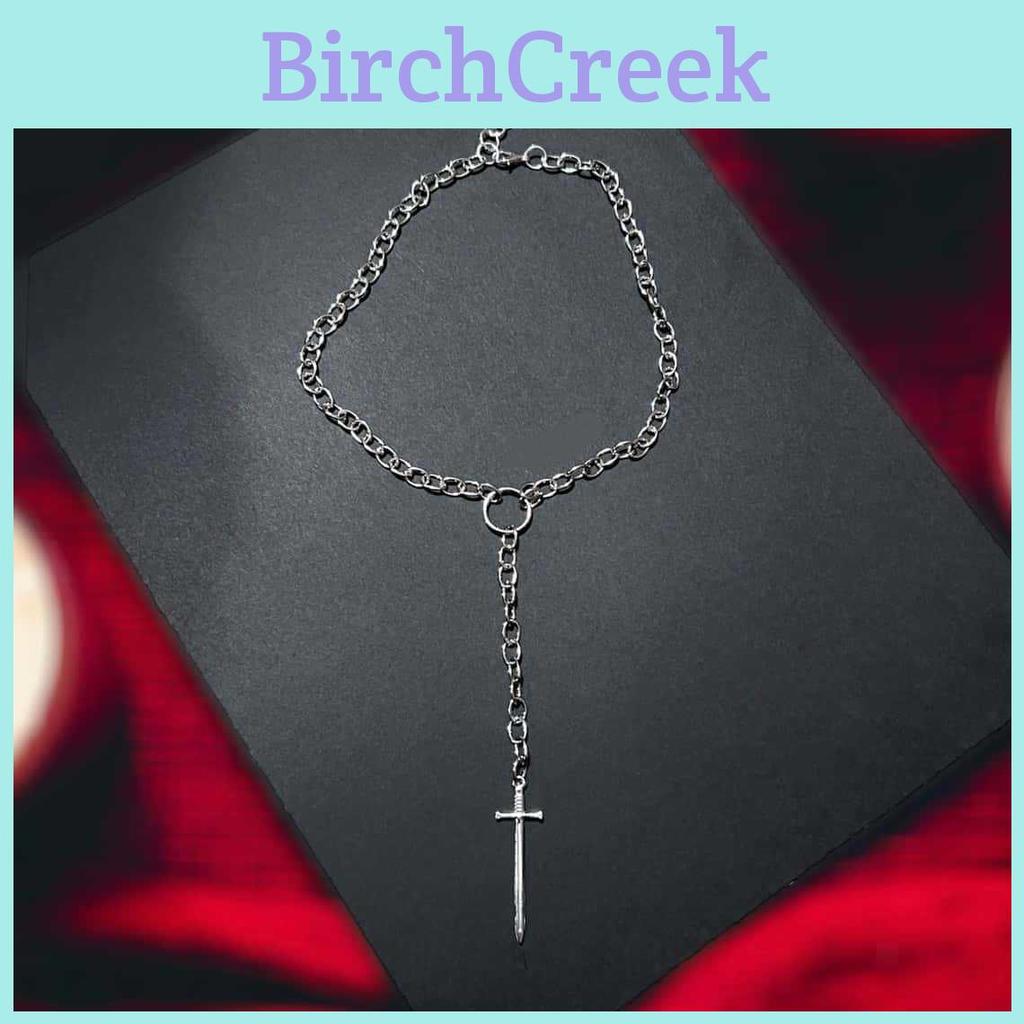 Gothic Dagger Pendant Chain Jewelry For Women With Zinc Alloy Charm