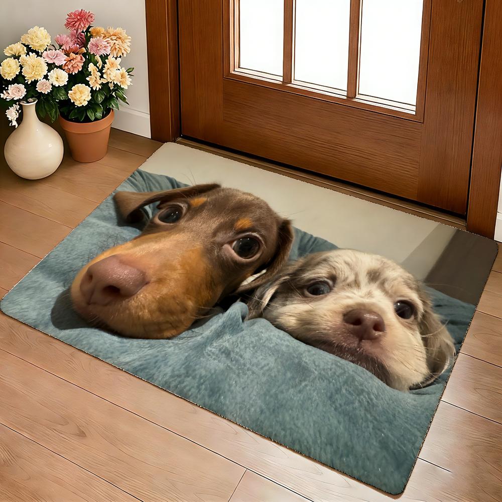 Kwaii Cute Dog Floor Mat Cozy Flannel Soft Thick Non-Slip Mat For Living Room Bedroom Kitchen Decor Rugs