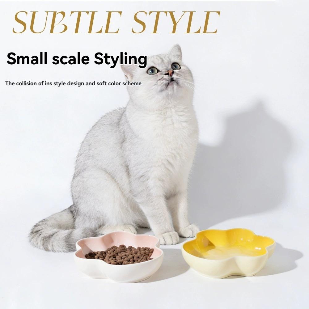 Multi-color Paw Shaped Ceramic Cat Bowl, Non-slip Pet Food Bowl, Easy Clean Feeding Bowl for Cats Dogs
