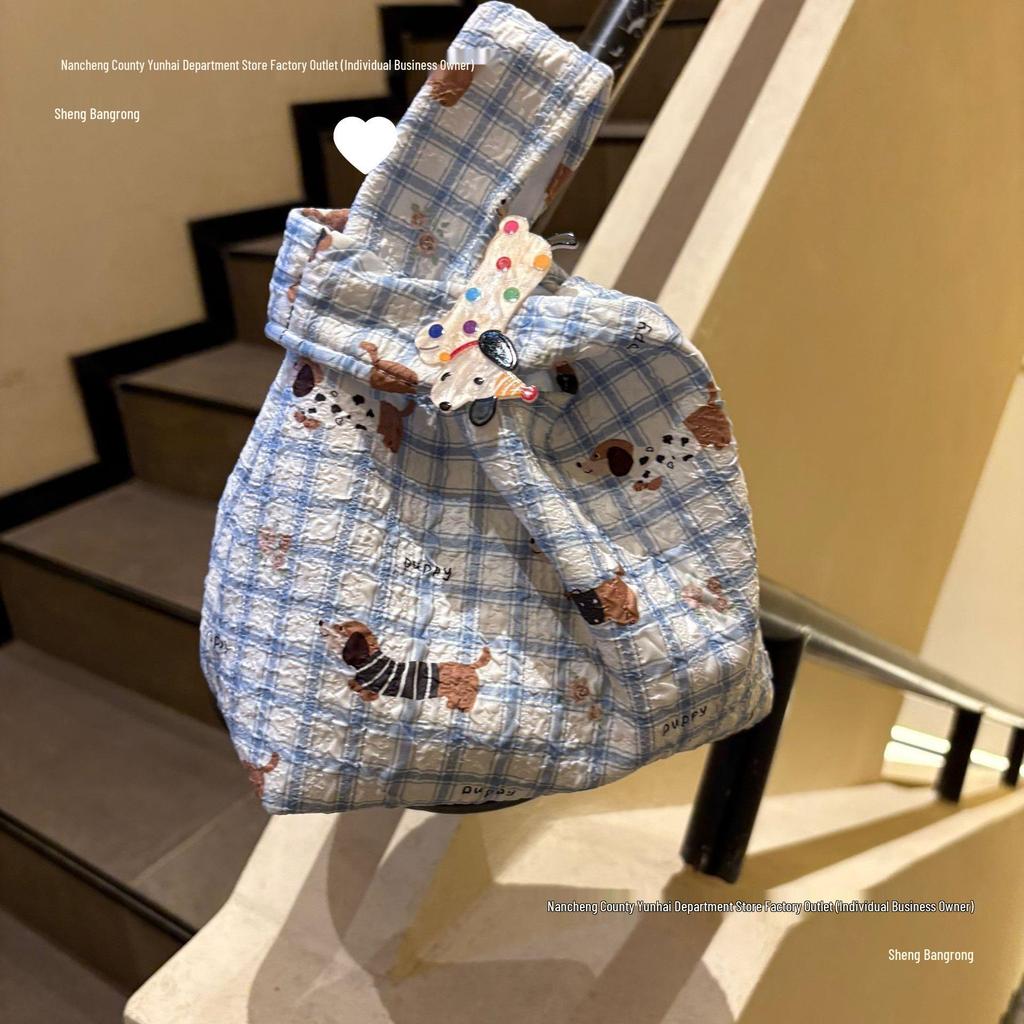 Lingyu Blue Dapple Dachshund Tote Bag - Large Capacity, Portable, Colorblock Handheld Bag