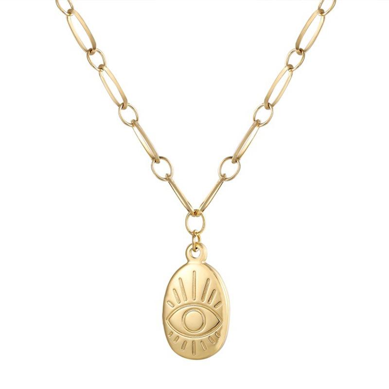 

Ожерелье с подвеской в виде геометрического овала «Глаз дьявола», наборная цепочка на ключицу, женская, Niche ins