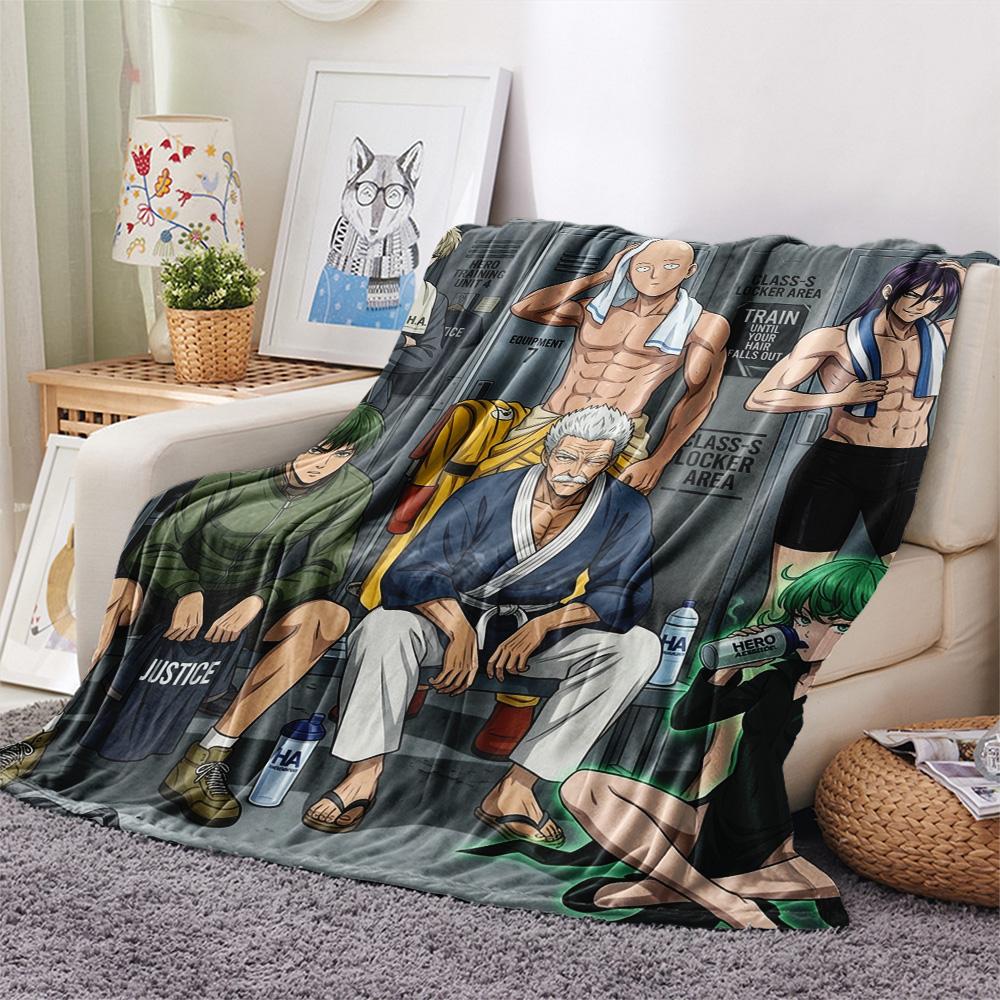 1PC Onepunch Man Patterned Flannel Blanket Suitable For All Seasons For Home Decor Warmth And Comfort Gifts Holiday Present