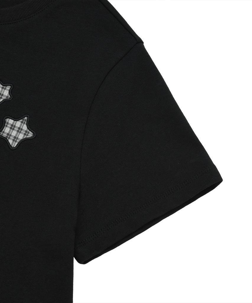 LMR Cat Symbol Applique Short Sleeve T-Shirt Black
