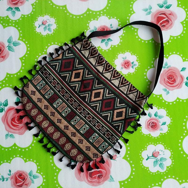 Women'S Canvas Bag Ethnic Style Shoulder Bag Cotton Linen Handbags Fashion Fringed Shoulder Bag Literary Style Large Capacity Handbags