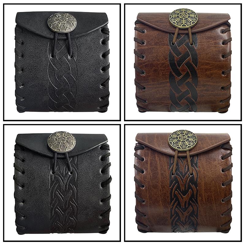 Steampunk Medieval Retro Punk Fanny Pack for Men Pu Leather Coin Purse Waist Bag Cosplay Prop