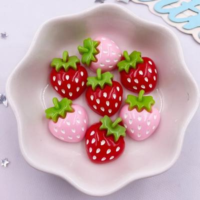 10 adet reçine Kawaii renkli karikatür çilek Flatback taş dekor karalama defteri DIY yay heykelcik aksesuarları takı yapımı
