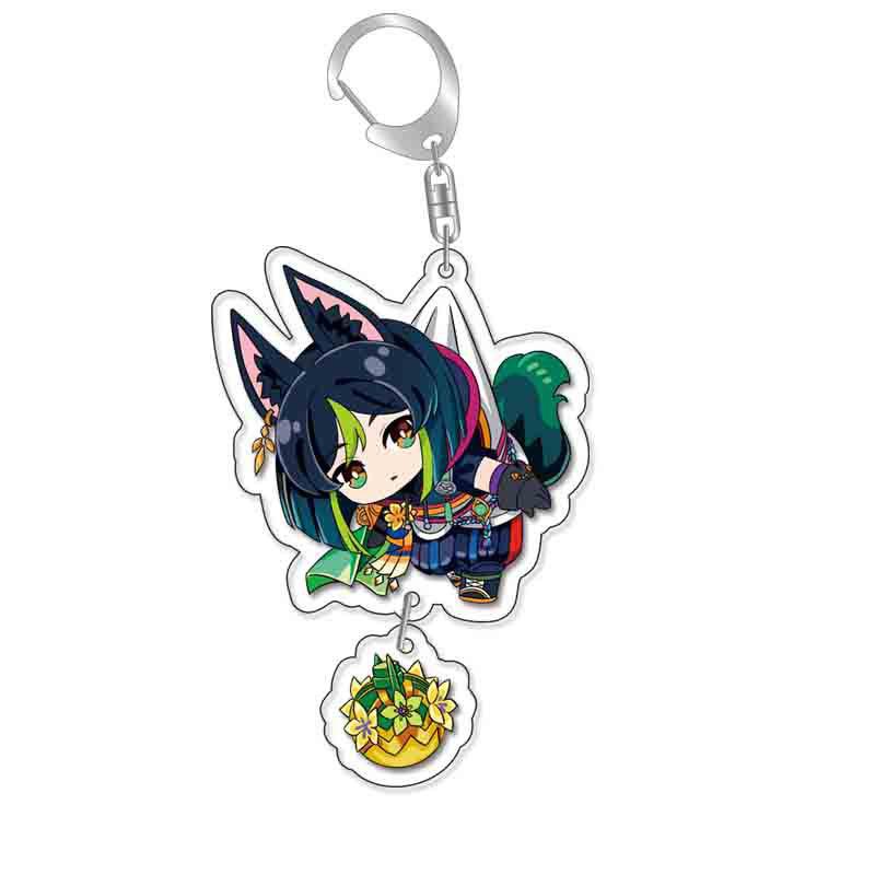Game Genshin Impact Keychains Acrylic Model School Bag Jewelry Keychian Metal Holder Key Ring For Children Girl Men Accessories