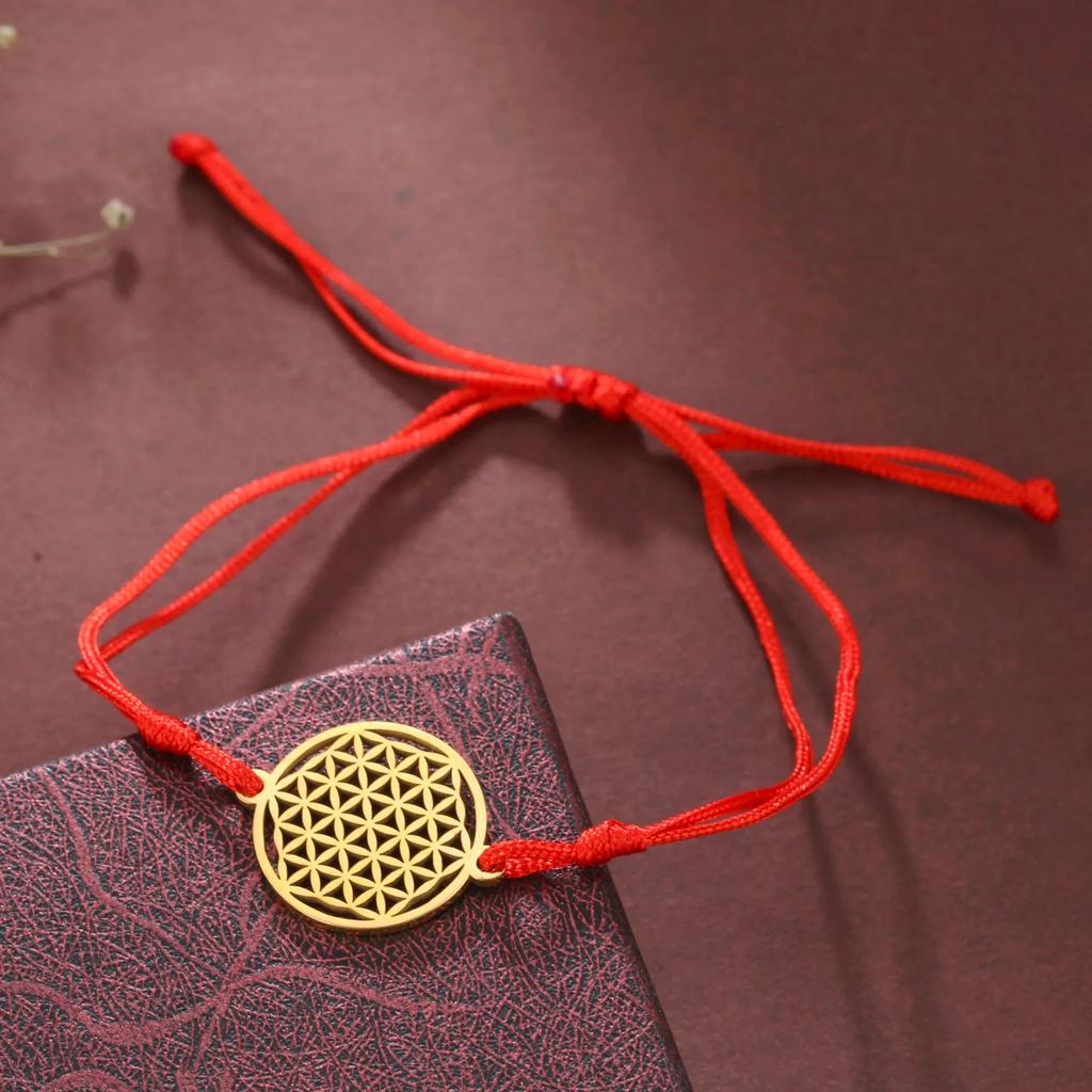 Flower of Life Charm Bracelet Stainless Steel Viking Amulet Unisex Vintage Jewelry Gift for Women Men