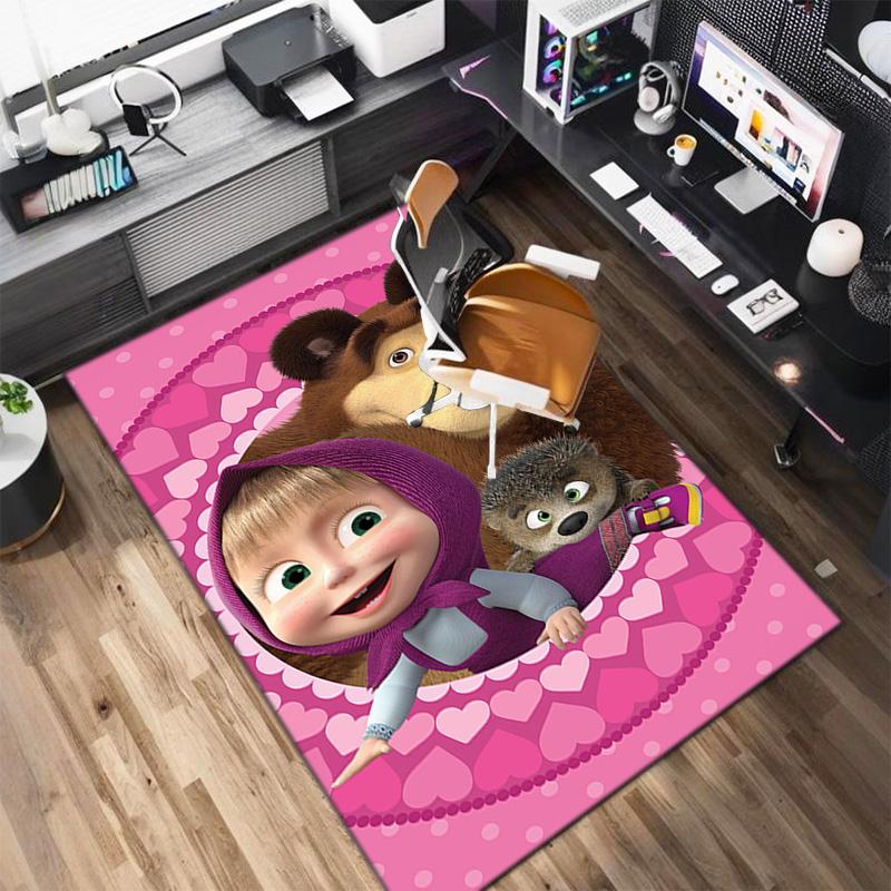 Russian animation Masha and the Bear Fairy Tale Cartoon Carpet Soft Home Living Room Bedroom Door Mat Outdoor Picnic Ground Mat rug T4