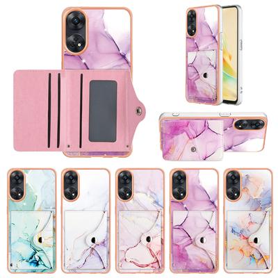IMD farbige Marmor-Kartenhalter-Steckplätze Abdeckung Handyhülle für Oppo A60, Reno11 F, A79, A58, A78, A98, Reno8 T, Realme 8i, OnePlus Nord N20 5G, Nord N300, ACE Pro...