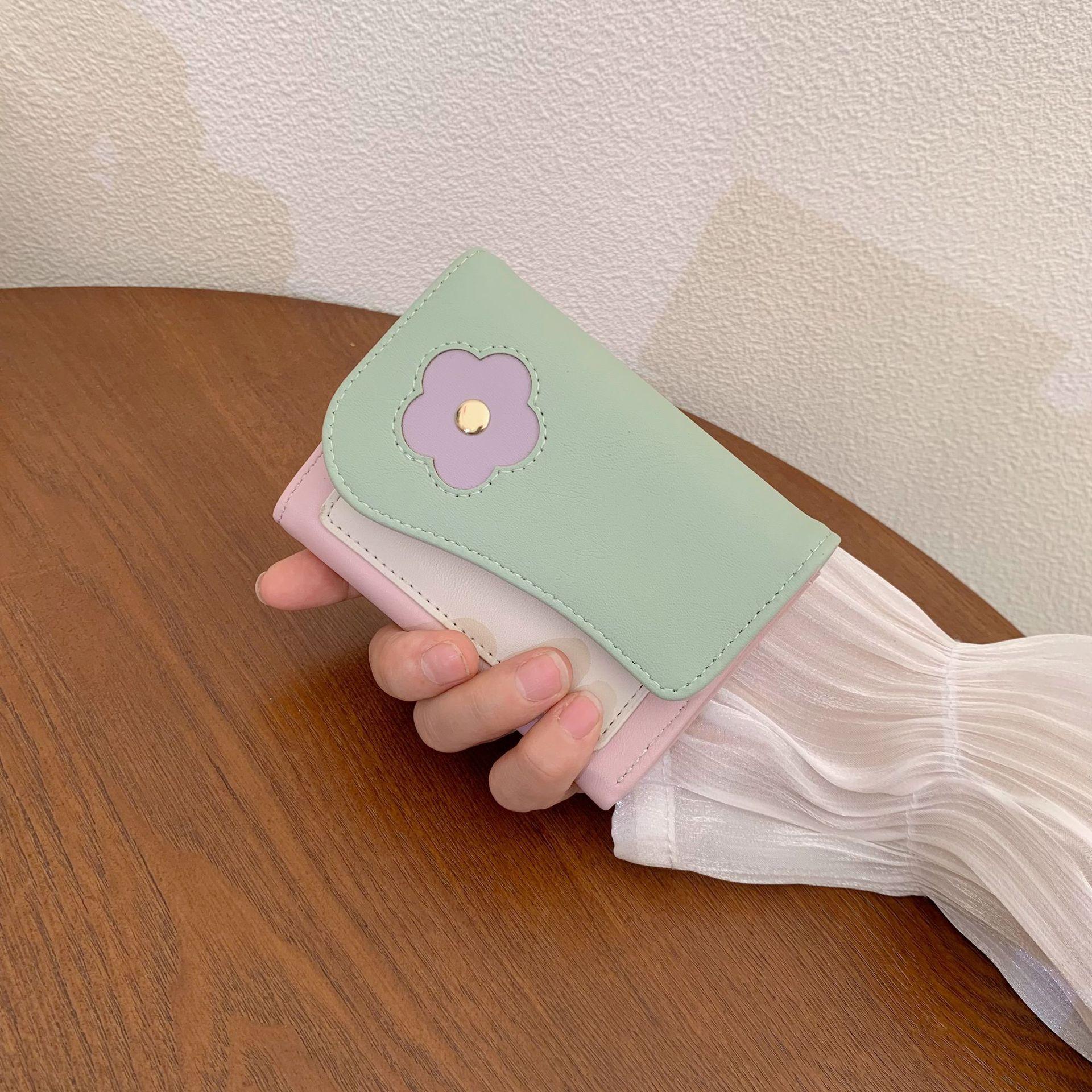 

Новый маленький кошелек для студенток с принтом, маленький свежий кошелек для мелочи, модная женская сумка, многофункциональный кардхолдер для женщин зелёный