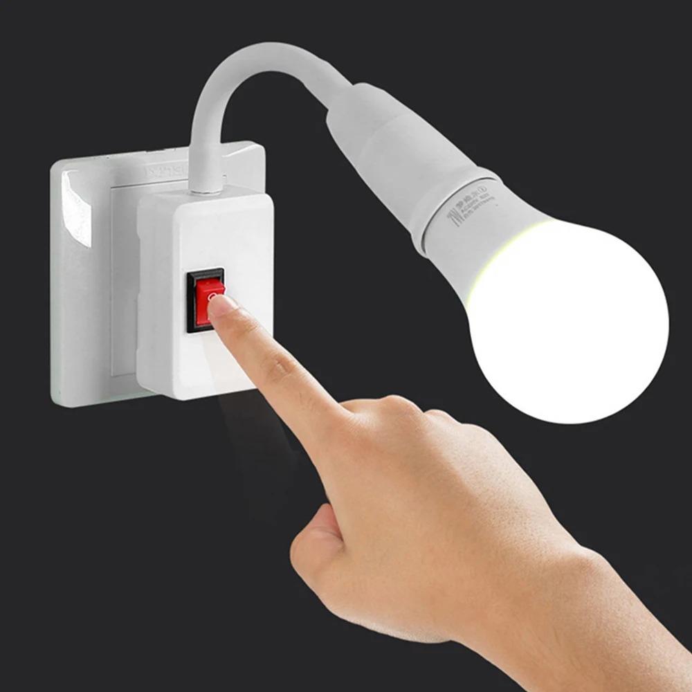 Direct Plug-in 360°Rotary E27 Socket with Switch Plug in Lamp Holder Converter for LED Bulb Light EU US Plug Adapter Lamp Base
