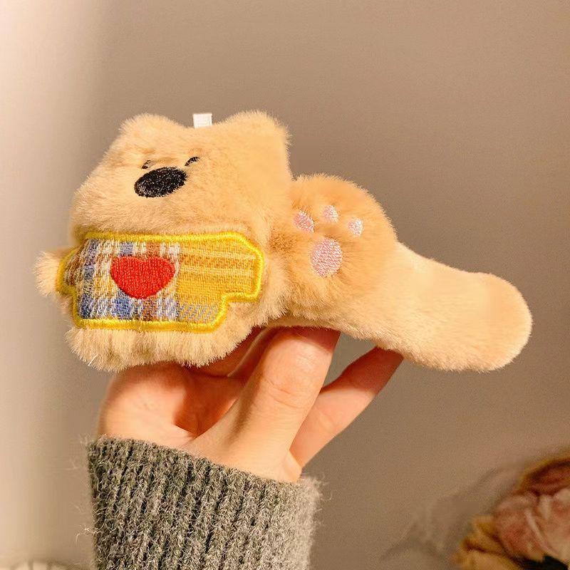 Snowy Bear Plush Hair Clip for Women - Large Duckbill Clip for Autumn/Winter
