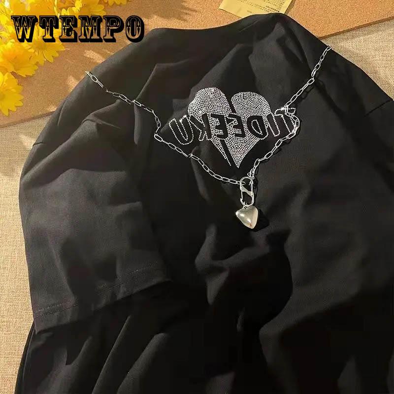 

Летняя тонкая дышащая и удобная свободная футболка American Ins с ожерельем Love Универсальные мужские и женские повседневные топы с короткими рукавами