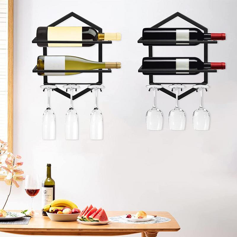 Red Wine Storage Rack Vintage Heavy Duty Wine Bottle Display Shelf Farmhouse Decor Wall Bar Shelf Multifunctional Wine Bottle