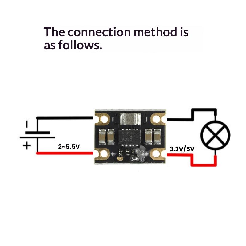 Tps63802 Mini Lithium Battery -Boost Module Dc 1.8-5.5V Input 2A/1A 3.3/5V Boost Output Battery Boost Module