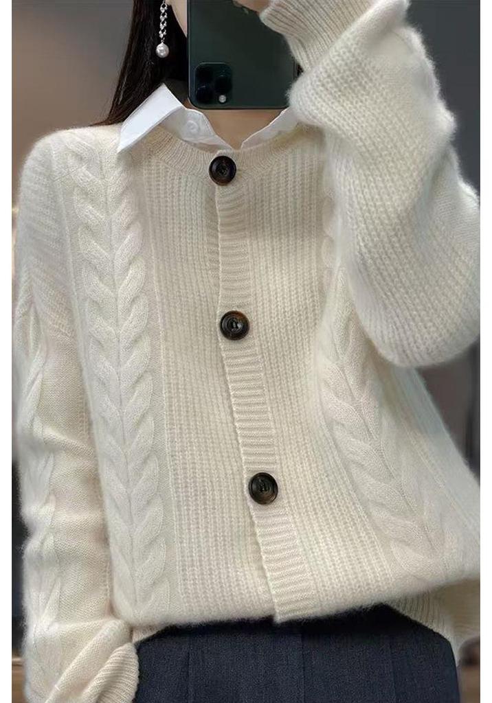 Women's Wool Cardigan - 2025 Autumn/Winter, Stylish, Slim, Casual, Short, Loose, Long Sleeve Sweater