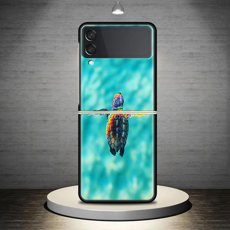 Sea Turtle Aqua Phone Case Cover for Samsung Galaxy Z Flip7 Flip6 Flip 7 6 5 4 3 Flip3 Flip4 Flip5 5G Shockproof Fundas Galaxy Z