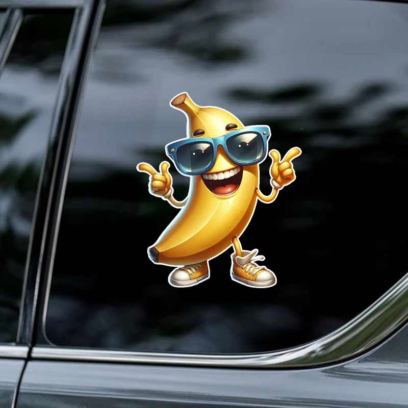 Lustige Bananen-Frucht Autoaufkleber Wasserdichte Vinyl-Aufkleber Karosserie Fenster Stoßstange Dekoration Motorradhelm Aufkleber TM198