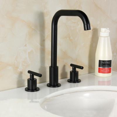 Bathroom Sink Faucet Dual Handle Gold Chrome hot & cold water Deck mounted Sink Faucets gold 3 hole 8 inch Basin tap