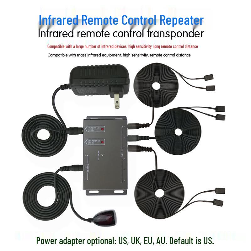 Infrared Remote Signal Repeater with 1 Receiver & 6 Emitters for Hidden Home Appliances BD12106