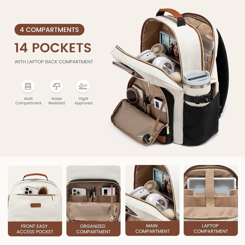 LOVEVOOK Laptop Backpack for Women with Pouch Pocket for Large Capacity Cup,15.6 Inch Laptop Computer Bag Travel Backpack Purse,Waterproof Work