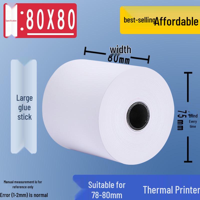 Termiczny papier do kasy fiskalnej: 57x50, 57x40x30 Bezrdzeniowy, Pełne pudełko 80x80x60x50x4 dla supermarketów