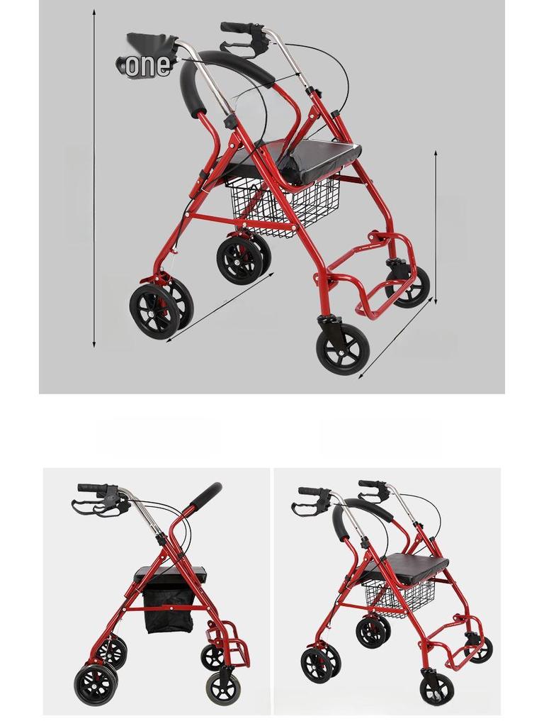Rollator Walker with Seat & Basket for Elderly Mobility and Shopping
