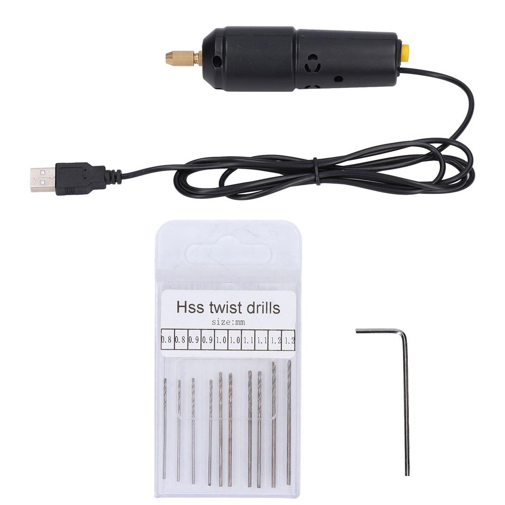 USB Mini Electric Drill High Speed Steel ABS Iron Micro Electric Handheld Drills for ResinWithout US Plug