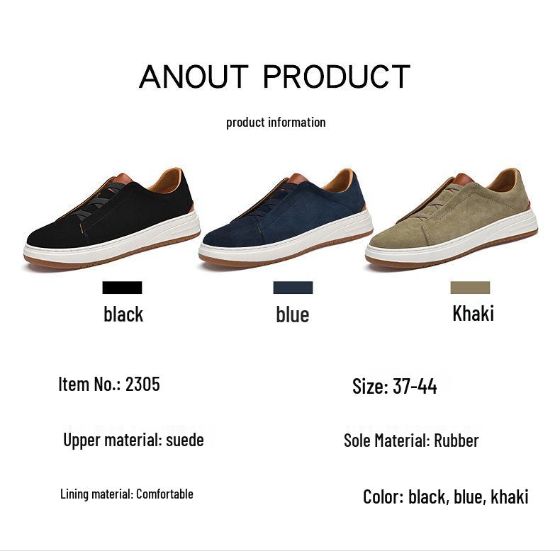 Men's Retro Genuine Leather Suede Slip-On Casual Shoes with Soft Sole - Trendy Black